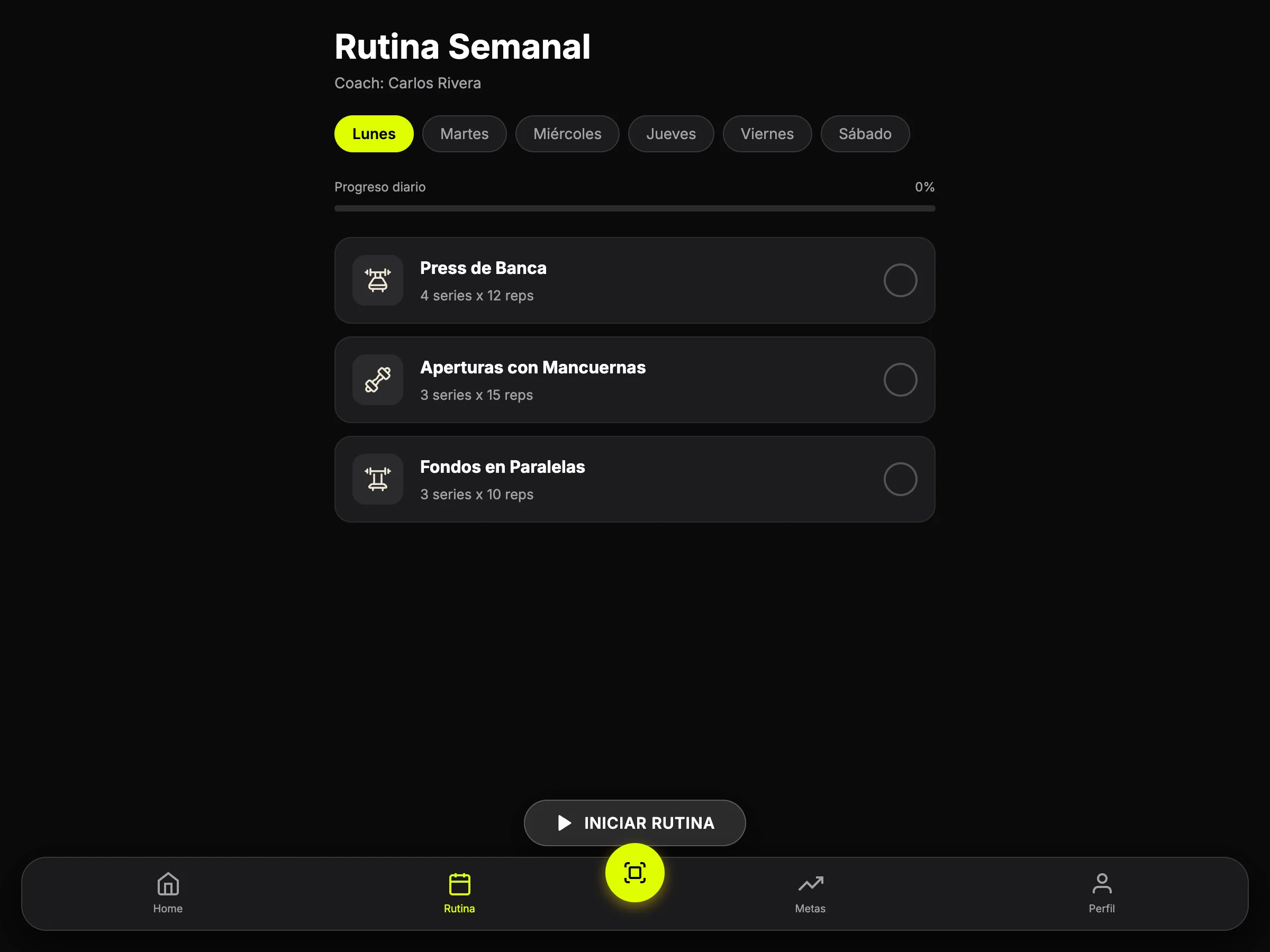 App para Gimnasio con Membresías y Rutinas | Seven Days screenshot 2